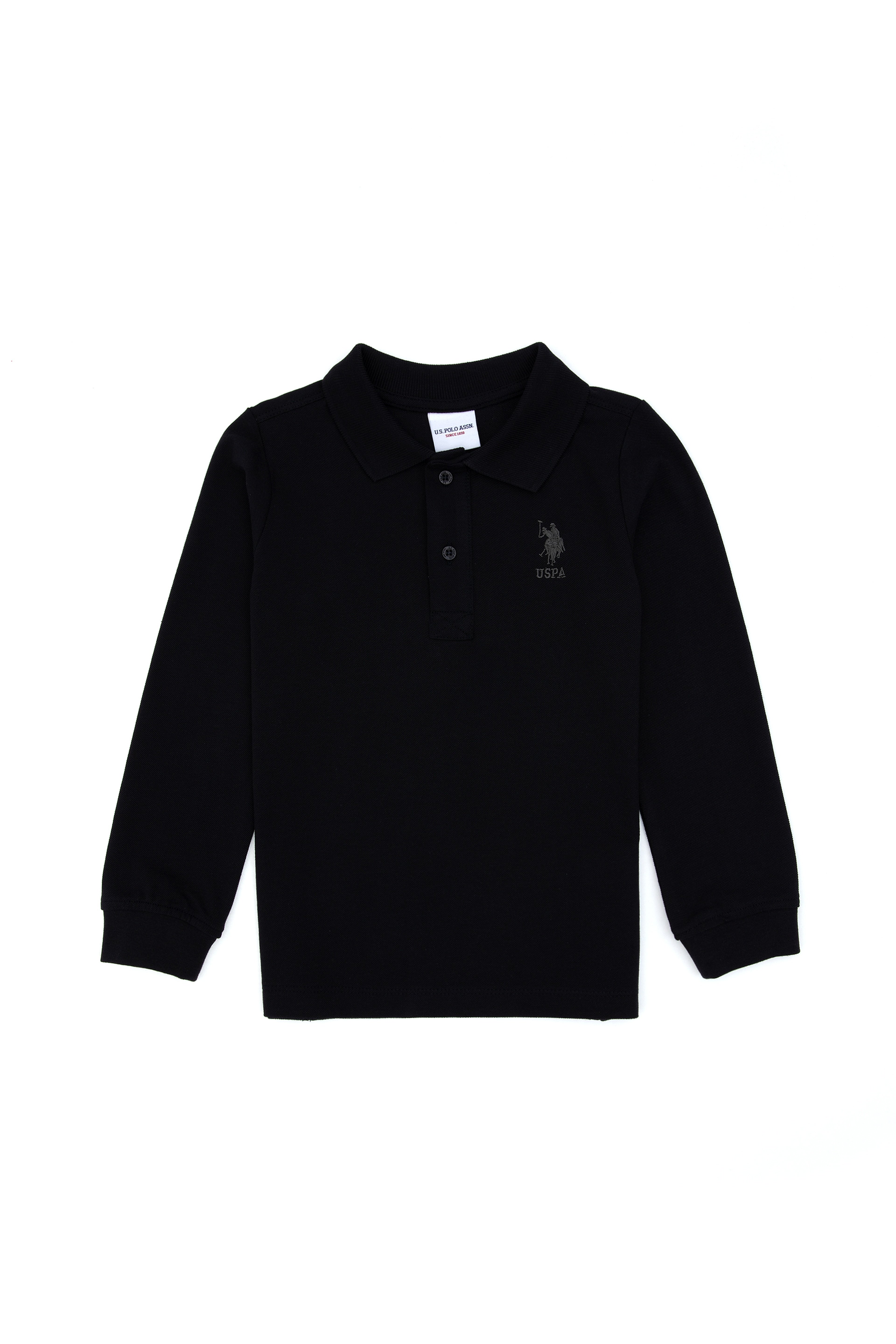 Erkek Çocuk Siyah Basic Polo Yaka Sweatshirt - Image 1