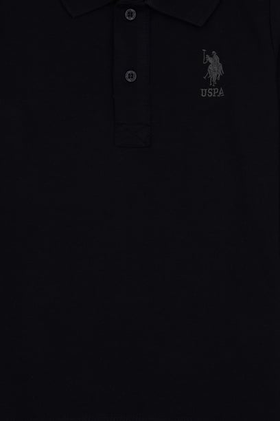 Erkek Çocuk Siyah Basic Polo Yaka Sweatshirt