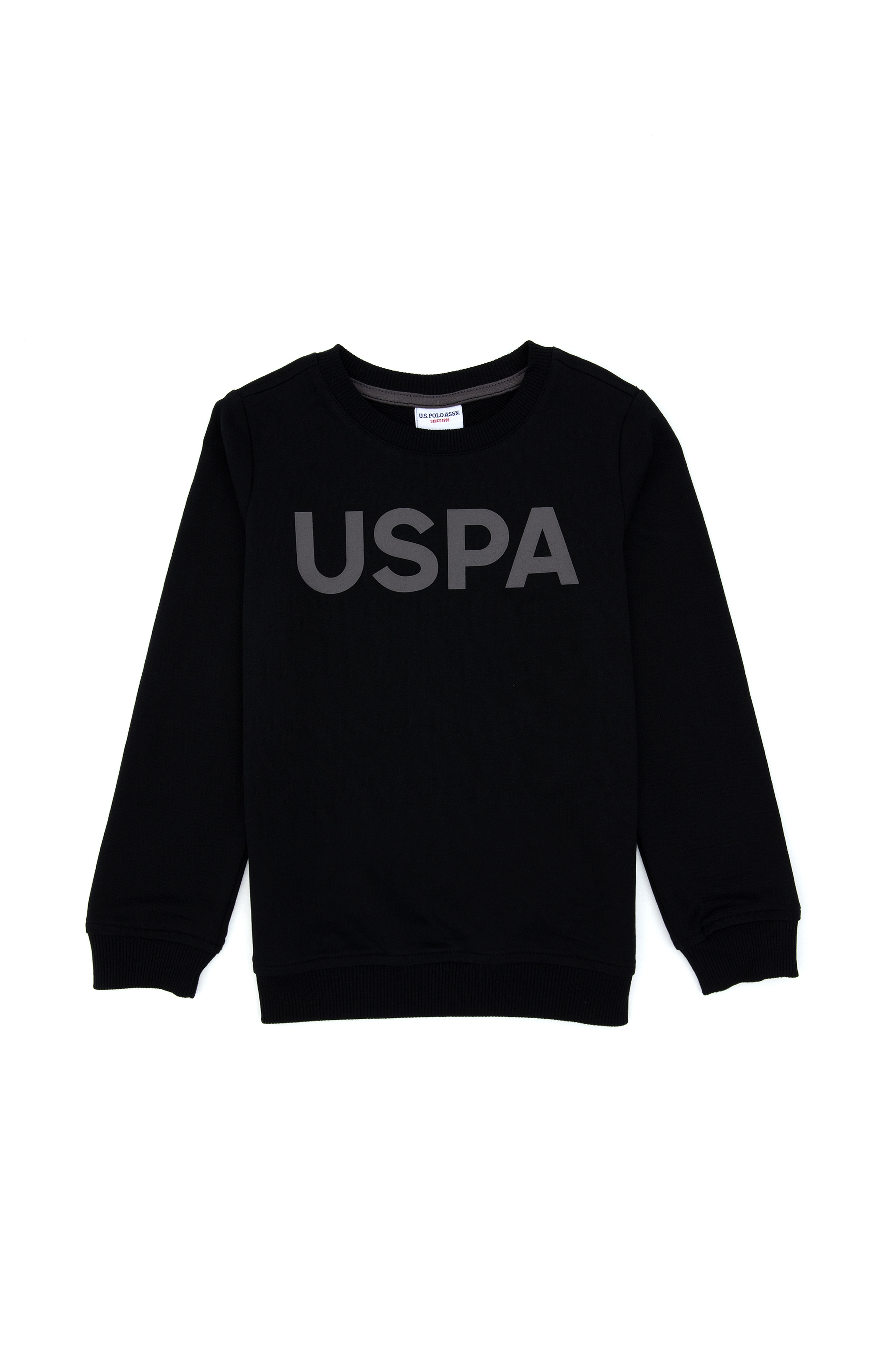 Erkek Çocuk Siyah Basic Bisiklet Yaka Sweatshirt - Image 1