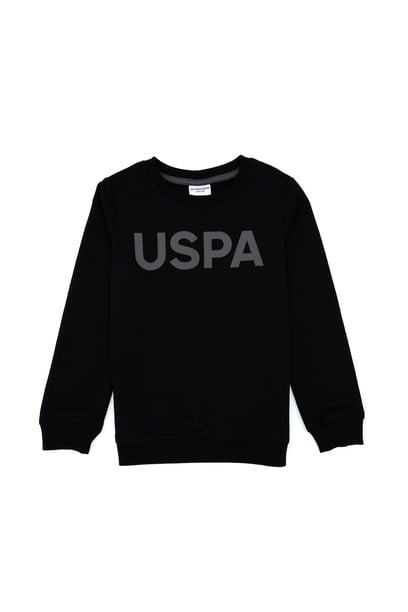 Erkek Çocuk Siyah Basic Bisiklet Yaka Sweatshirt