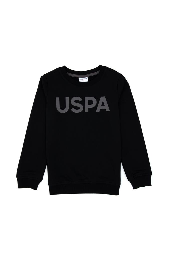 Erkek Çocuk Siyah Basic Bisiklet Yaka Sweatshirt