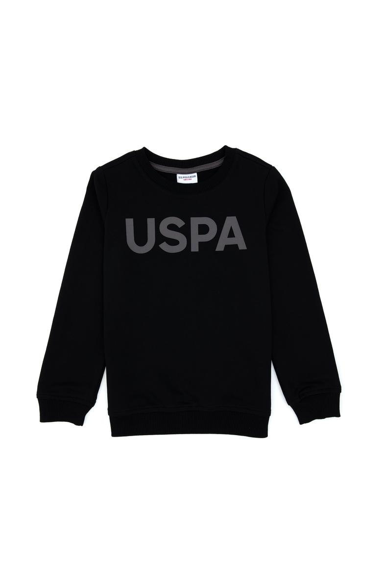Erkek Çocuk Siyah Basic Bisiklet Yaka Sweatshirt