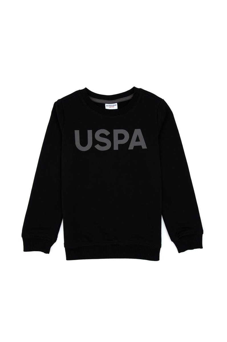 Erkek Çocuk Siyah Basic Bisiklet Yaka Sweatshirt