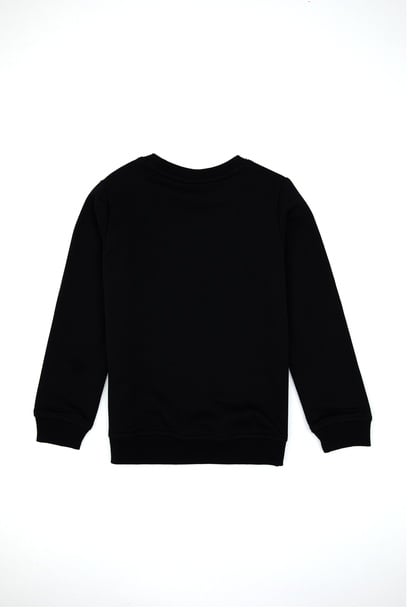 Erkek Çocuk Siyah Basic Bisiklet Yaka Sweatshirt