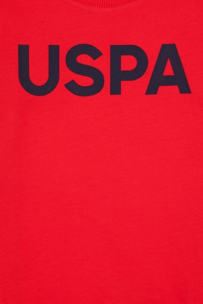 Erkek Çocuk Kırmızı Basic Bisiklet Yaka Sweatshirt