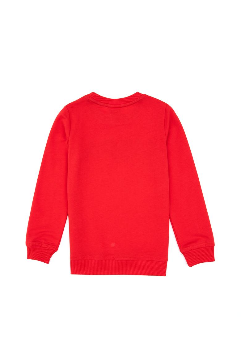 Erkek Çocuk Kırmızı Basic Bisiklet Yaka Sweatshirt - 50307801062