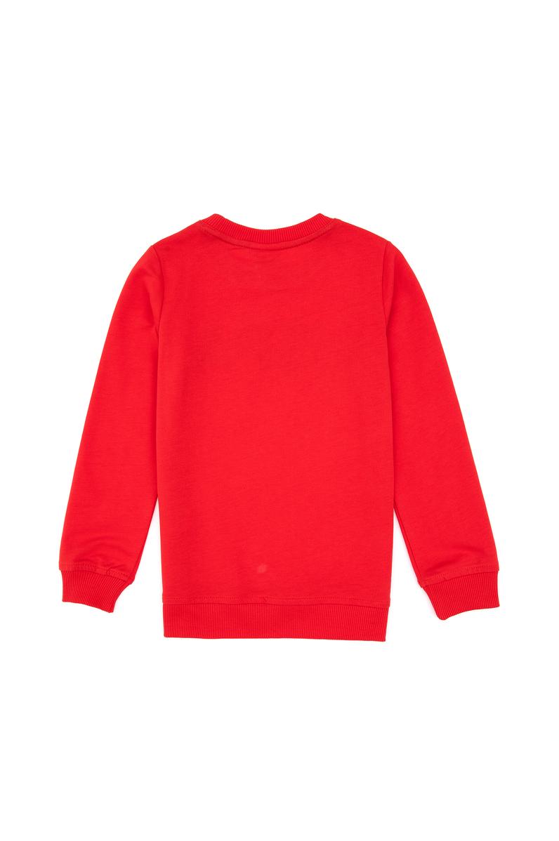 Erkek Çocuk Kırmızı Basic Bisiklet Yaka Sweatshirt
