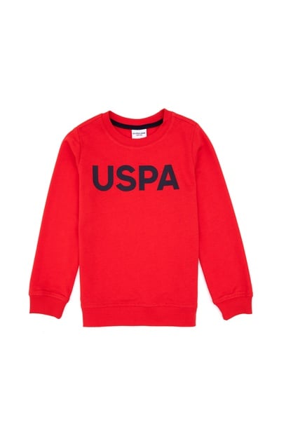 Erkek Çocuk Kırmızı Basic Bisiklet Yaka Sweatshirt