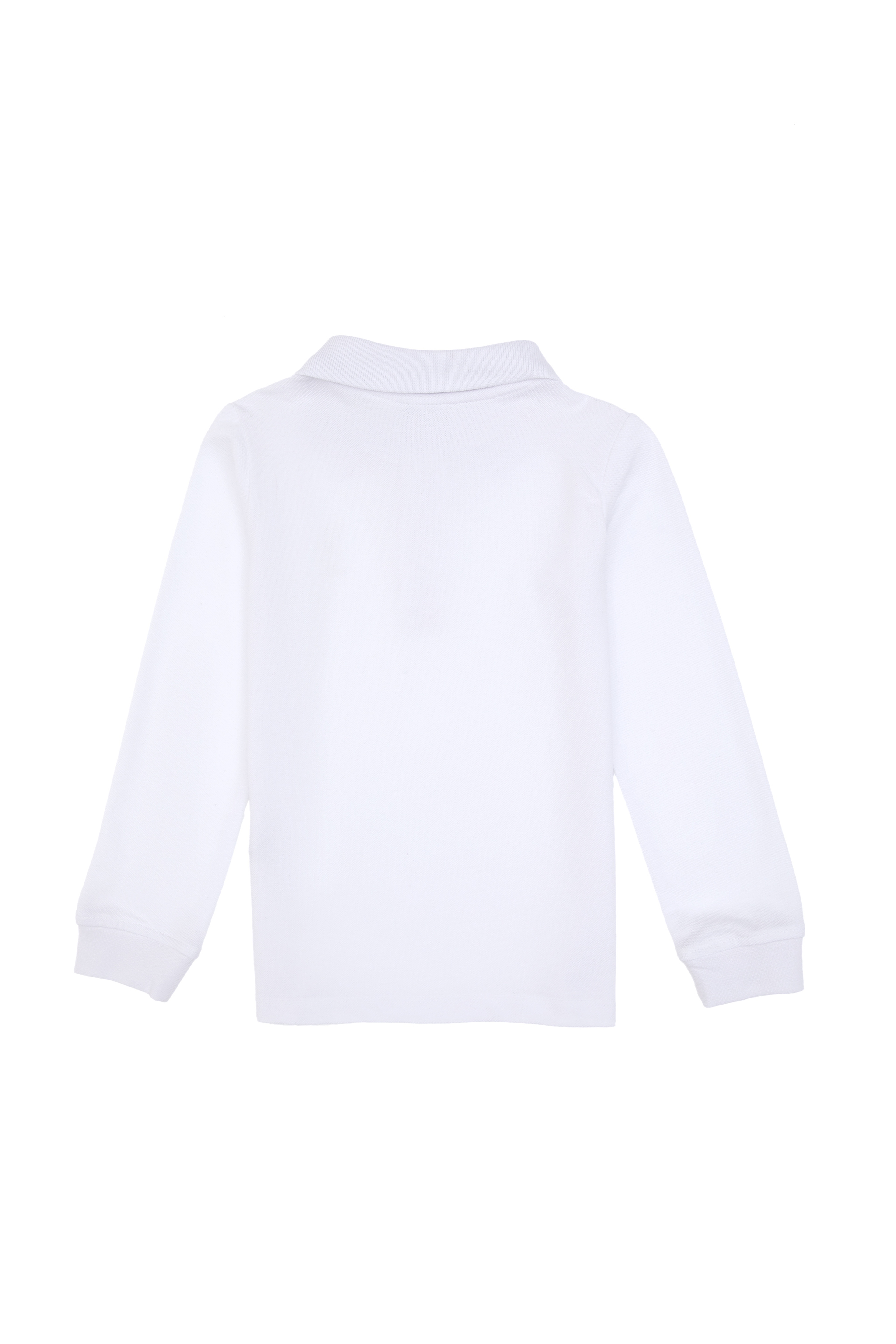 Erkek Çocuk Beyaz Basic Polo Yaka Sweatshirt - Image 3