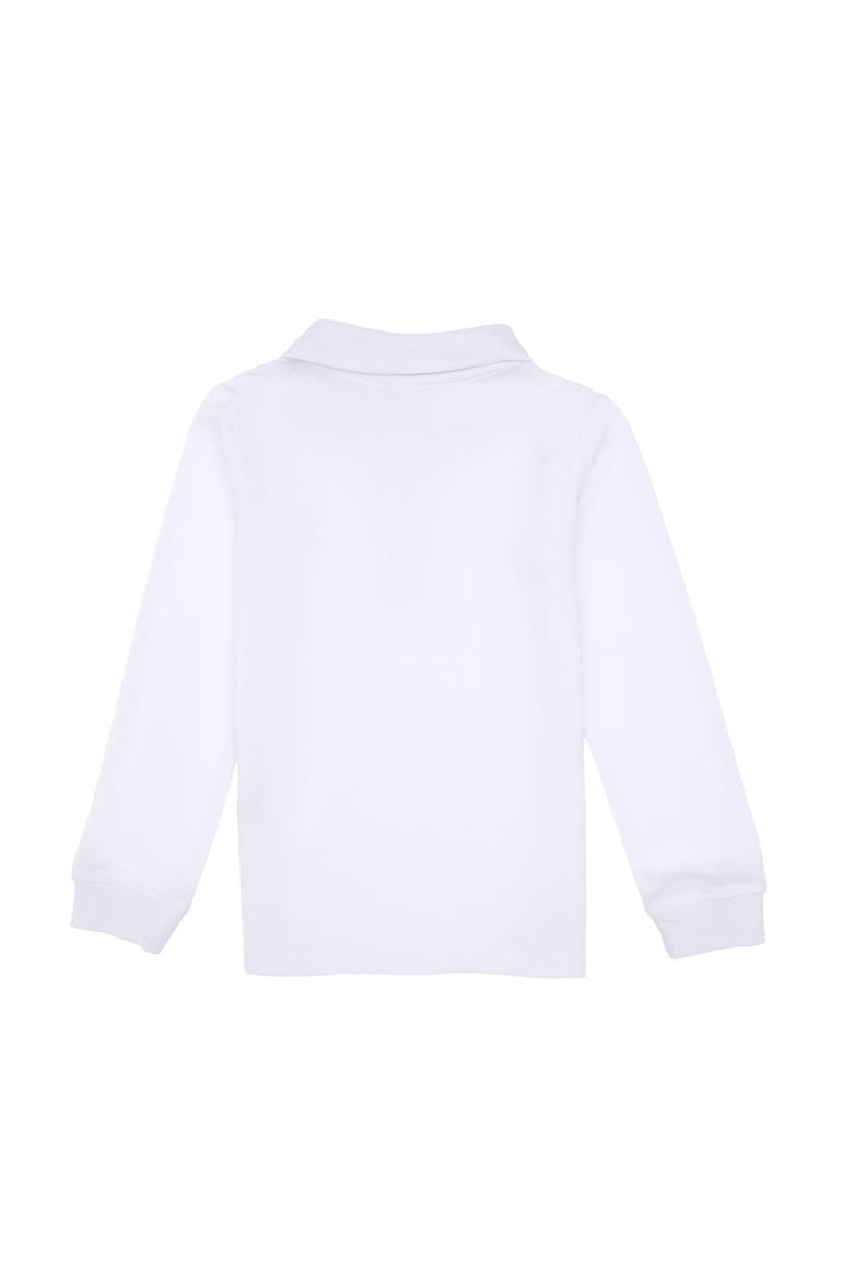 Erkek Çocuk Beyaz Basic Polo Yaka Sweatshirt - 50307821027