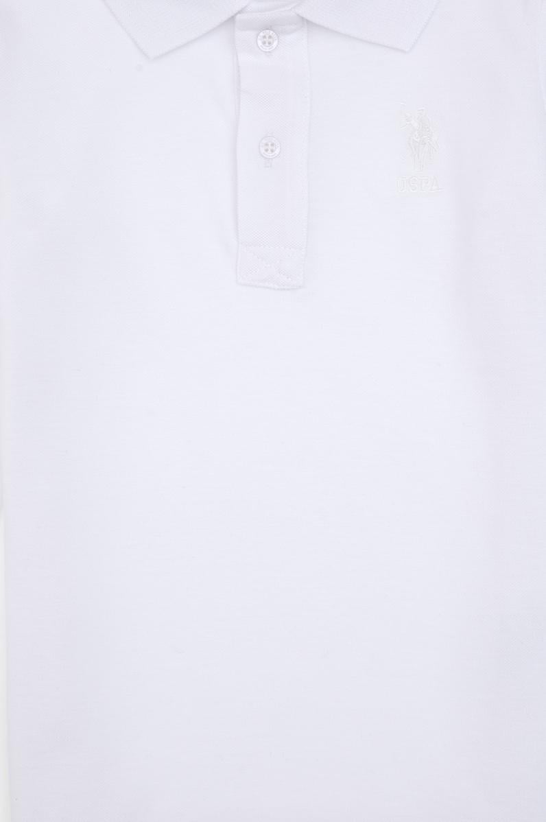 Erkek Çocuk Beyaz Basic Polo Yaka Sweatshirt