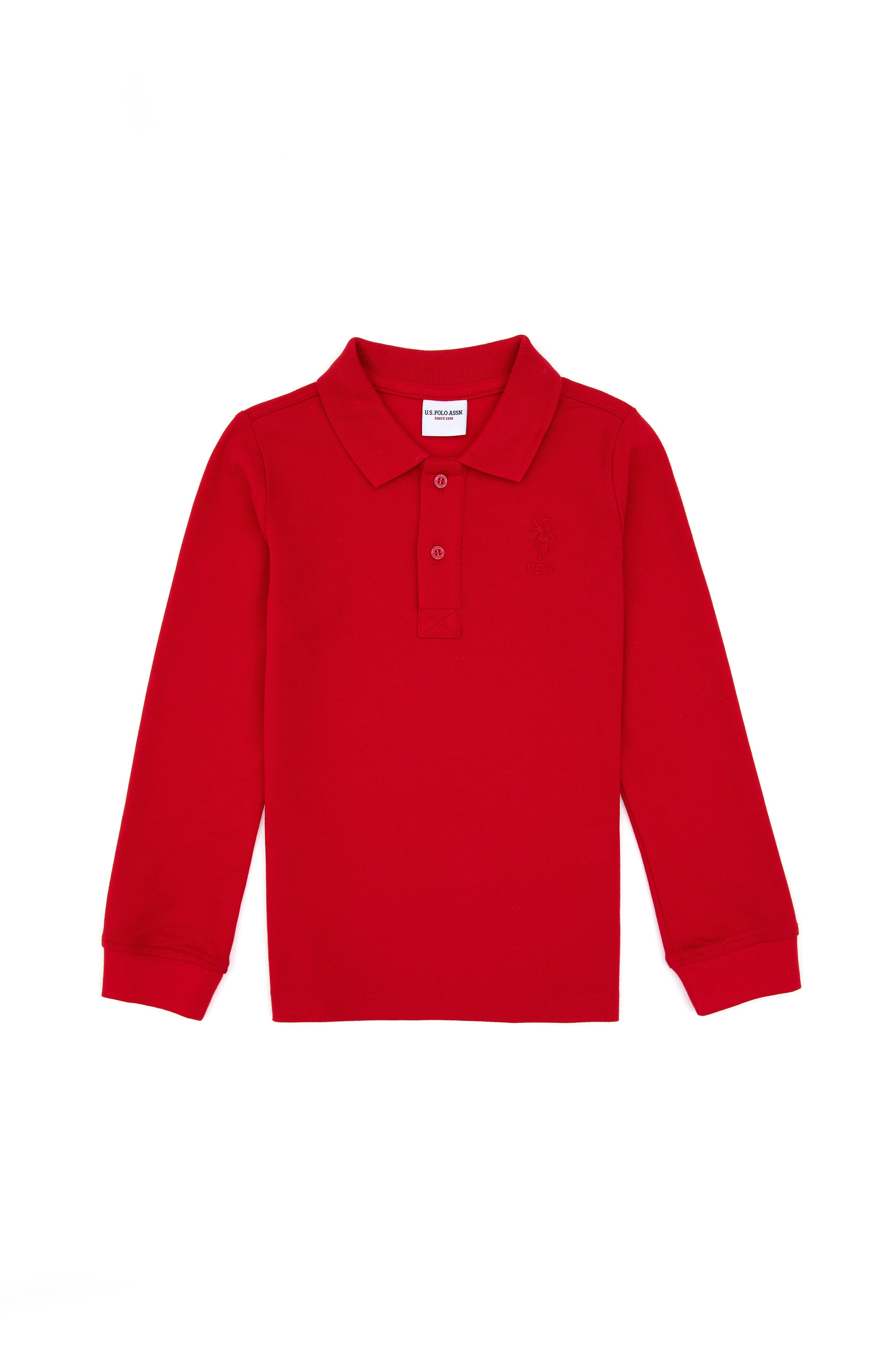 Erkek Çocuk Kırmızı Basic Polo Yaka Sweatshirt - Image 1