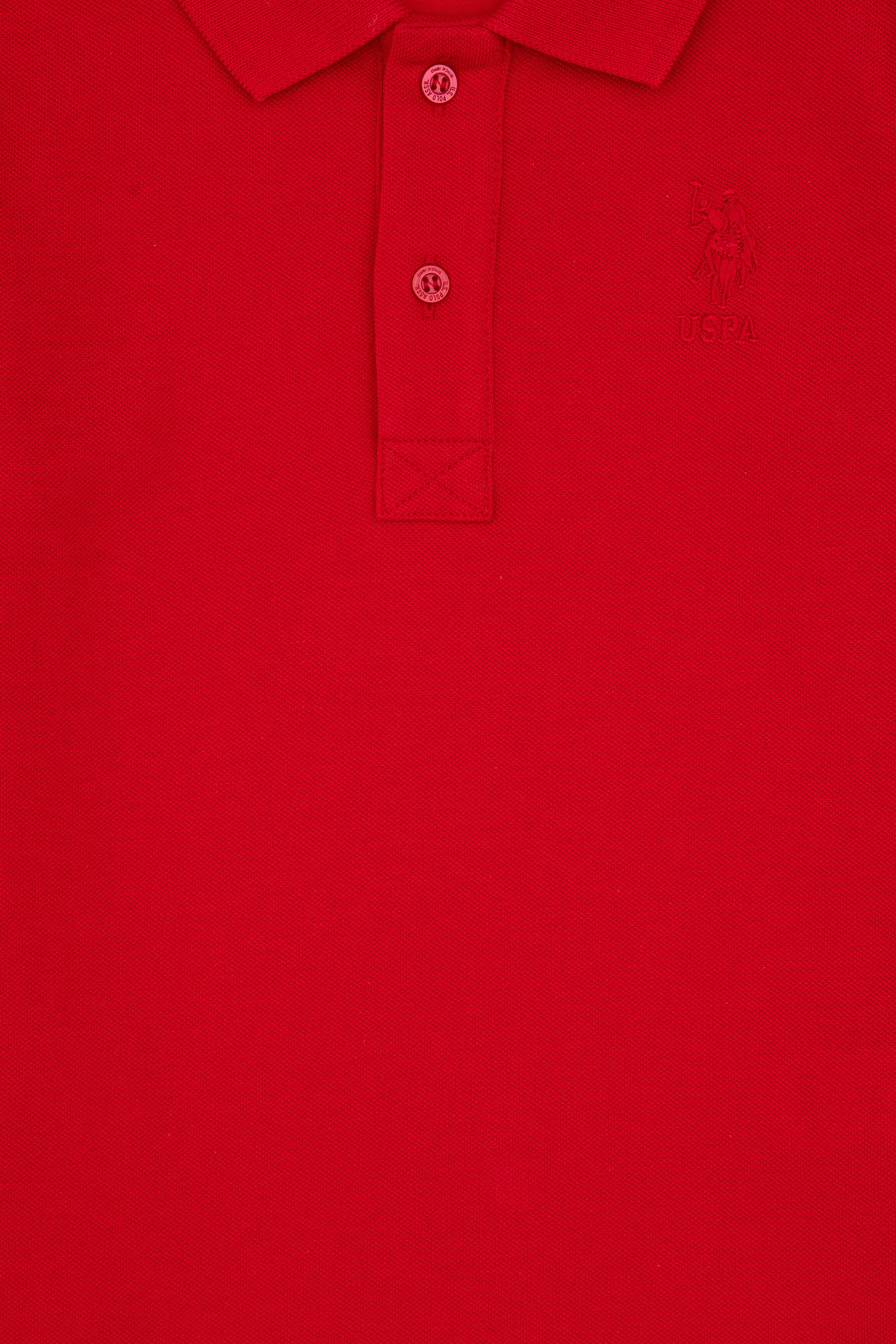 Erkek Çocuk Kırmızı Basic Polo Yaka Sweatshirt - Image 3