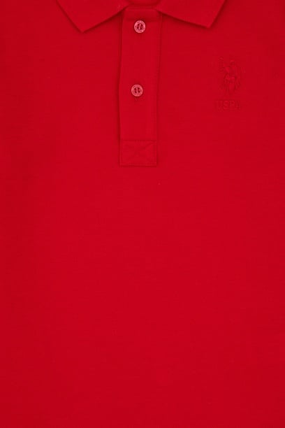 Erkek Çocuk Kırmızı Basic Polo Yaka Sweatshirt