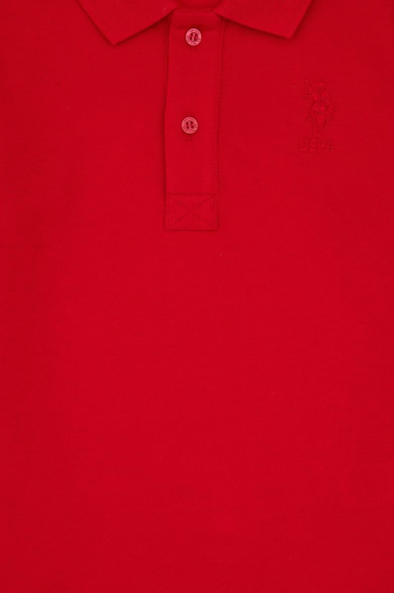 Erkek Çocuk Kırmızı Basic Polo Yaka Sweatshirt