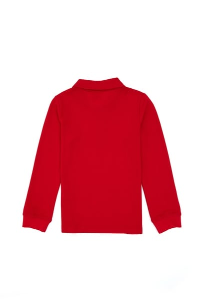 Erkek Çocuk Kırmızı Basic Polo Yaka Sweatshirt