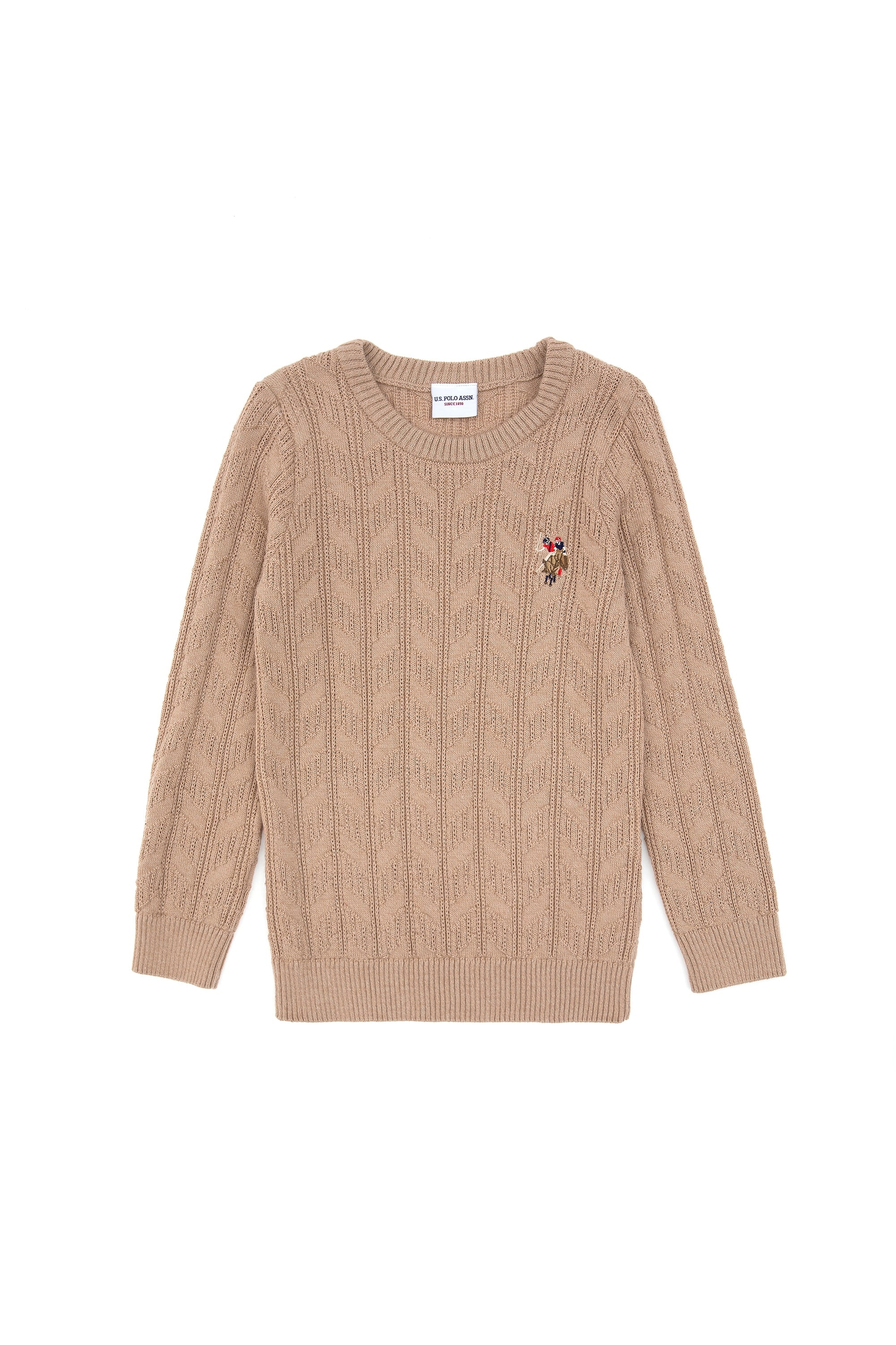 Erkek Çocuk Kum Melanj Bisiklet Yaka Basic Kazak - Image 1