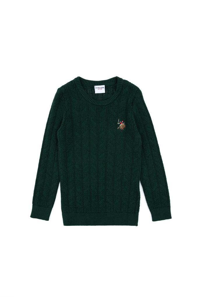 Erkek Çocuk Koyu Yeşil Basic Kazak