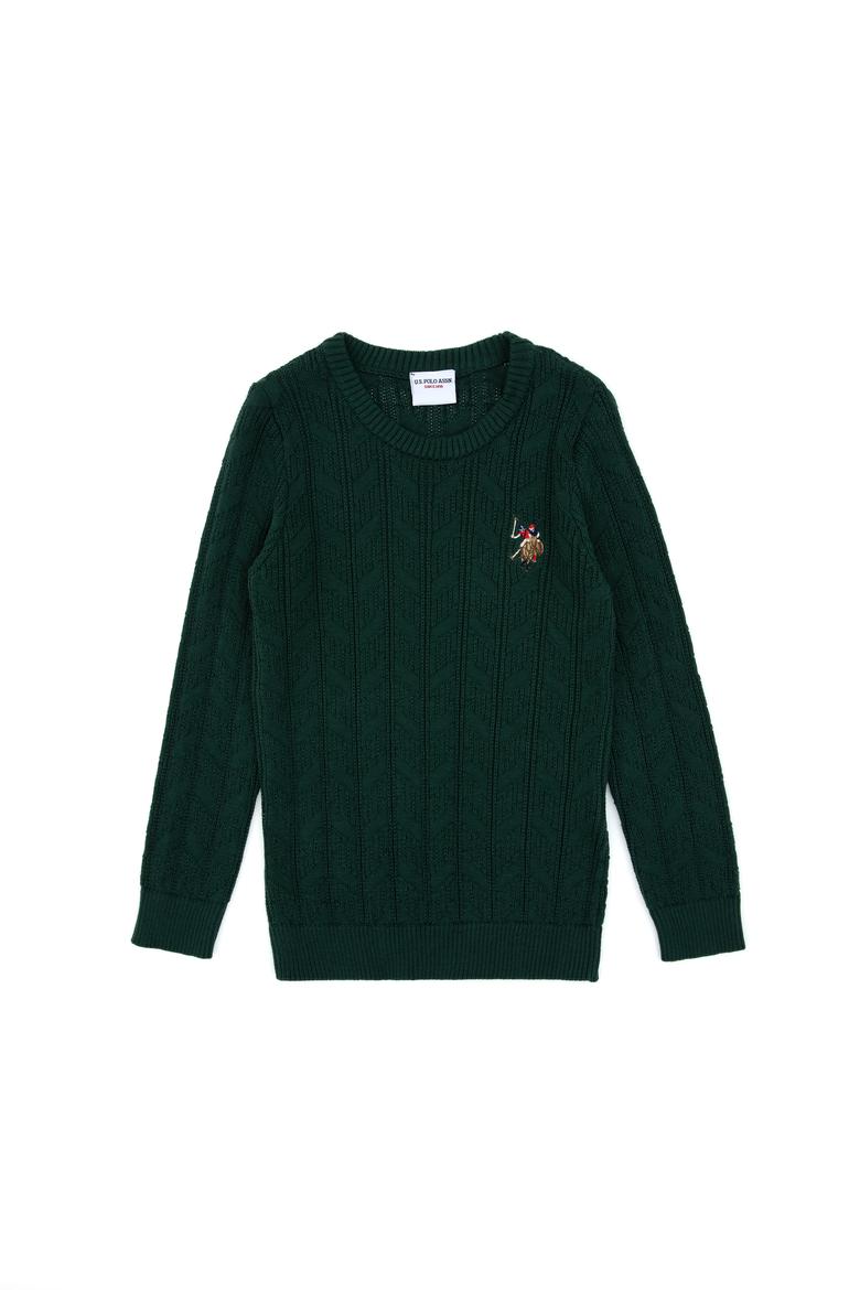 Erkek Çocuk Koyu Yeşil Basic Kazak