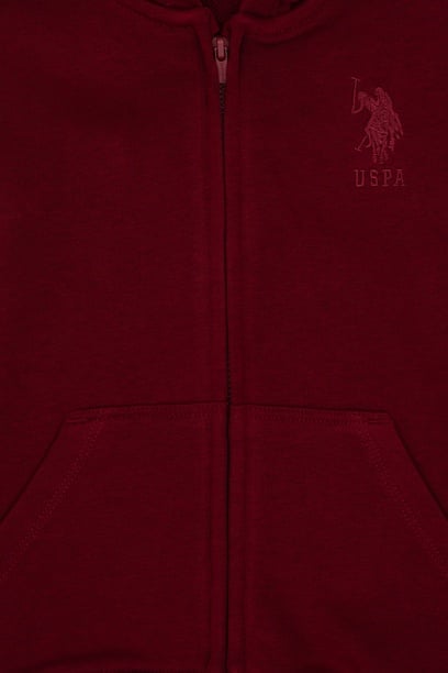 Erkek Çocuk Bordo Basic Kapüşonlu Sweatshirt