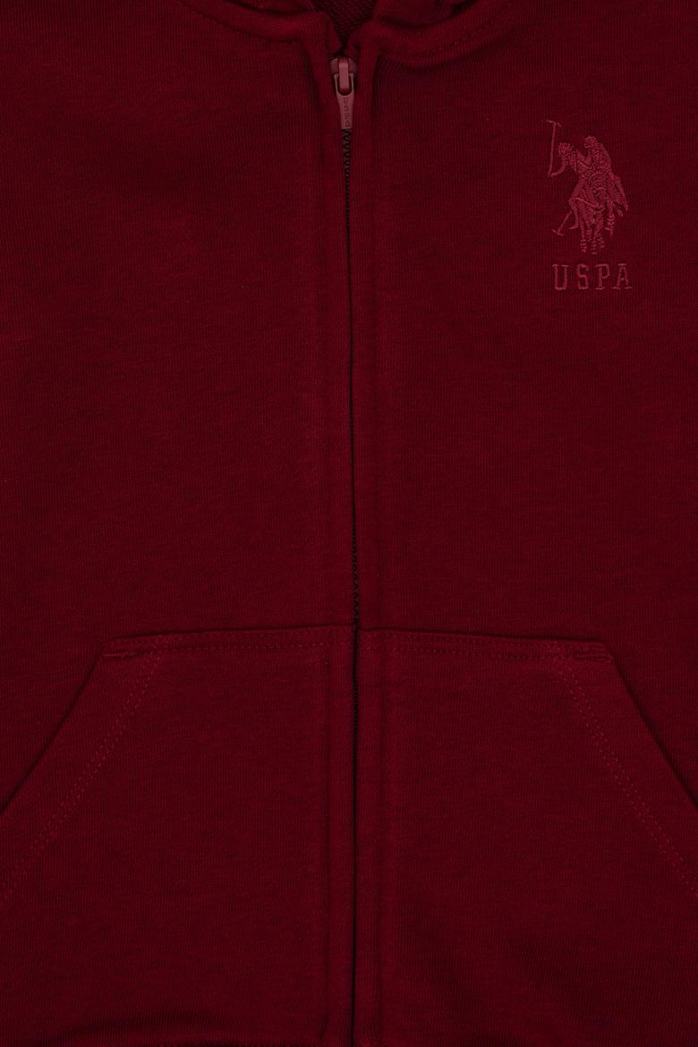 Erkek Çocuk Bordo Basic Kapüşonlu Sweatshirt - 50308439038