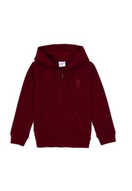 Erkek Çocuk Bordo Basic Kapüşonlu Sweatshirt - 50308439038