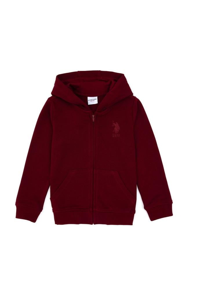 Erkek Çocuk Bordo Basic Kapüşonlu Sweatshirt