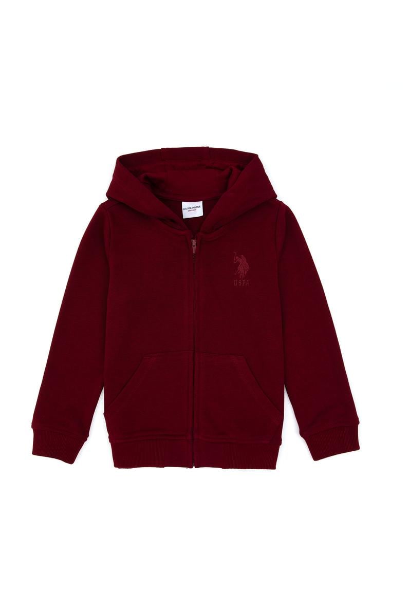 Erkek Çocuk Bordo Basic Kapüşonlu Sweatshirt