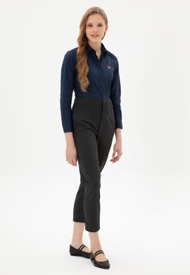 Kadın Lacivert Uzun Kollu Basic Gömlek - 50308038019