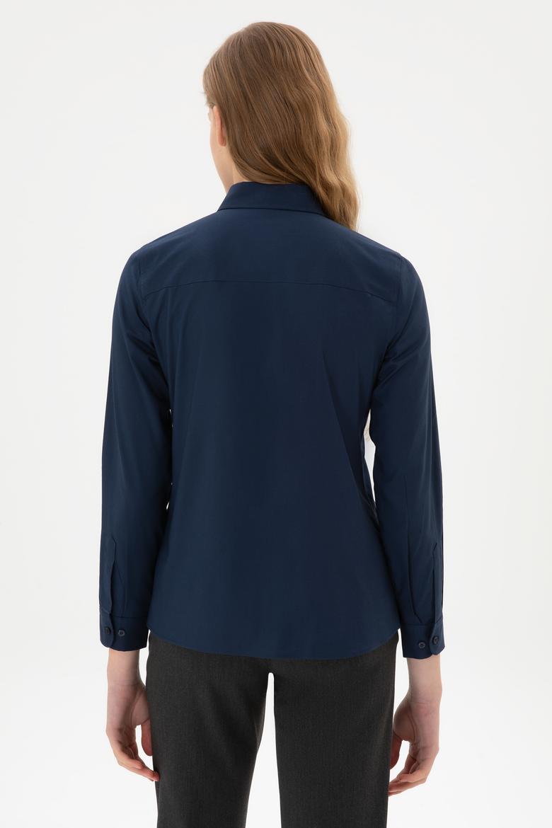 Kadın Lacivert Uzun Kollu Basic Gömlek - 50308038019