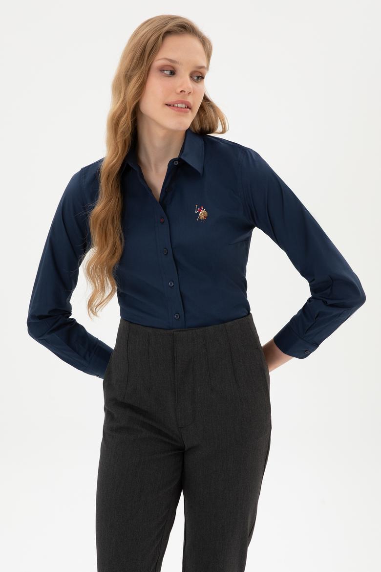 Kadın Lacivert Uzun Kollu Basic Gömlek - 50308038019