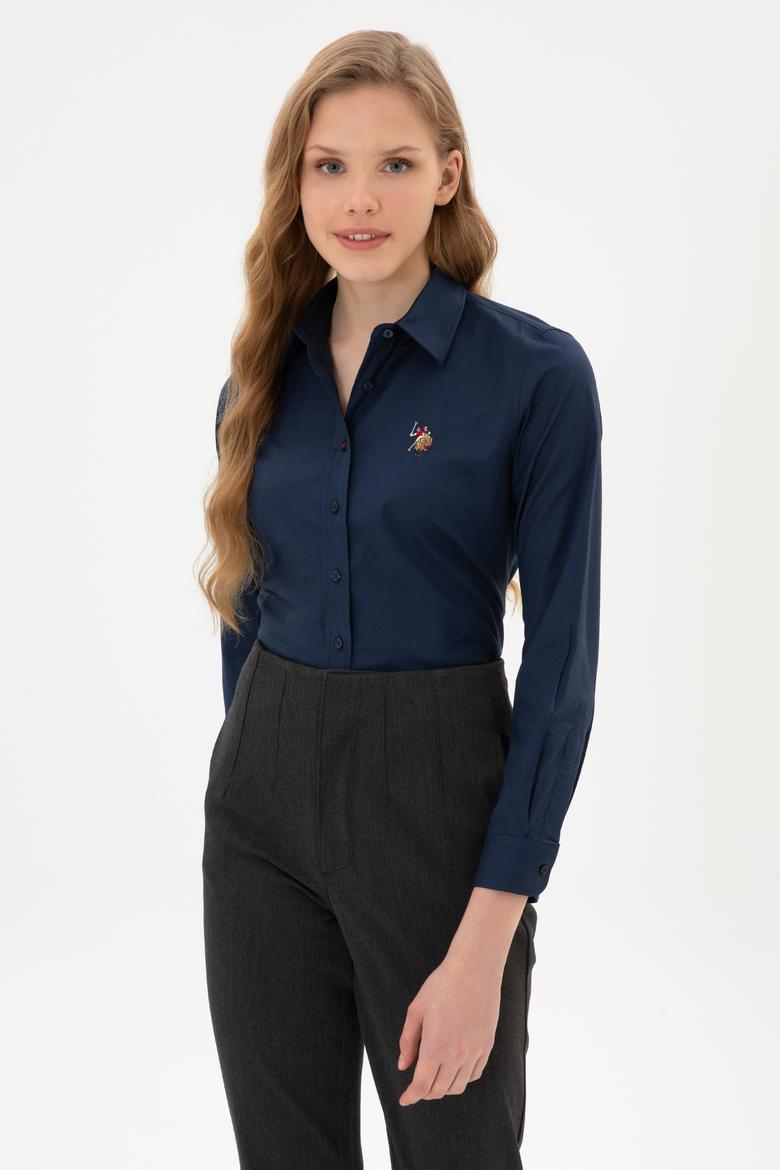 Kadın Lacivert Uzun Kollu Basic Gömlek