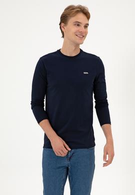 Erkek Slim Fit Bisiklet Yaka Lacivert Süprem Basic Sweatshirt - 50313744007