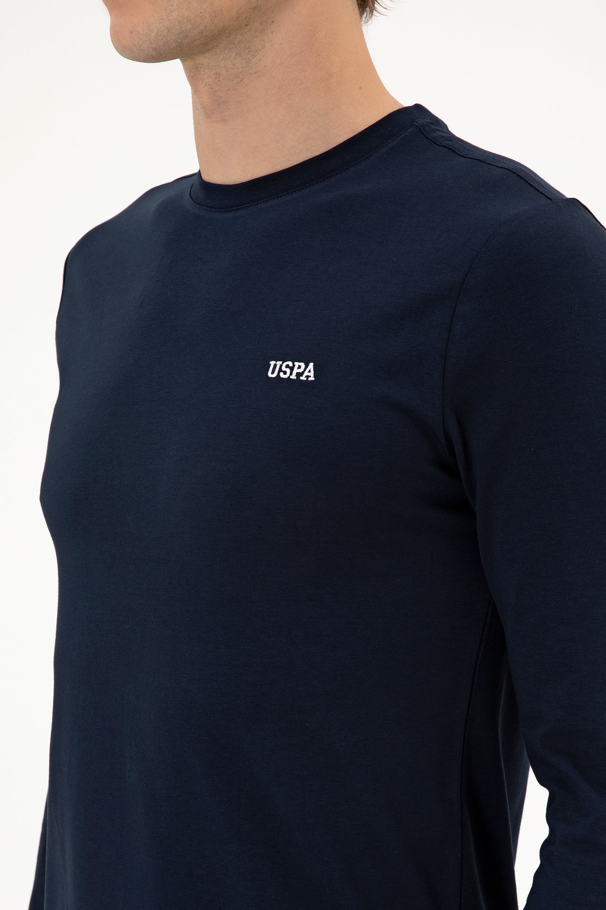 Erkek Slim Fit Bisiklet Yaka Lacivert Süprem Basic Sweatshirt
