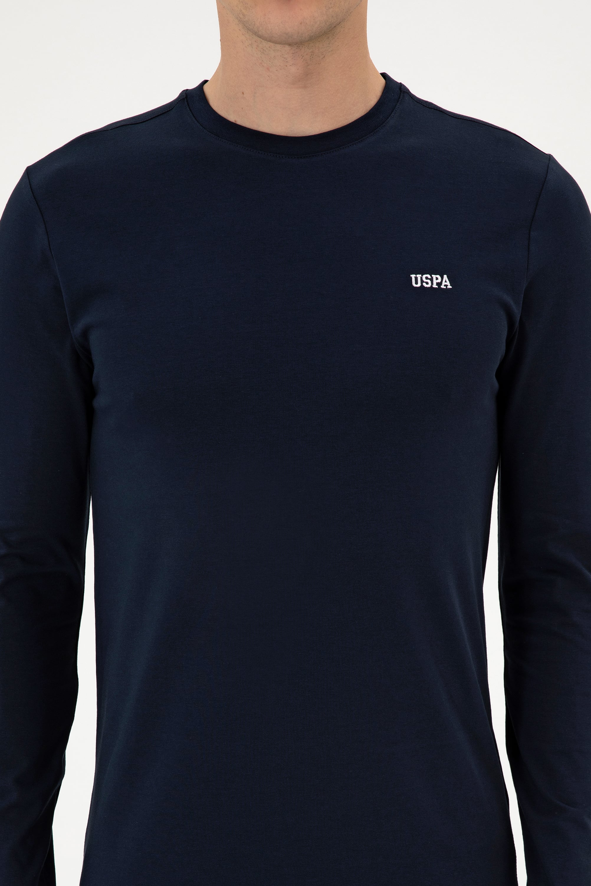 Erkek Slim Fit Bisiklet Yaka Lacivert Süprem Basic Sweatshirt