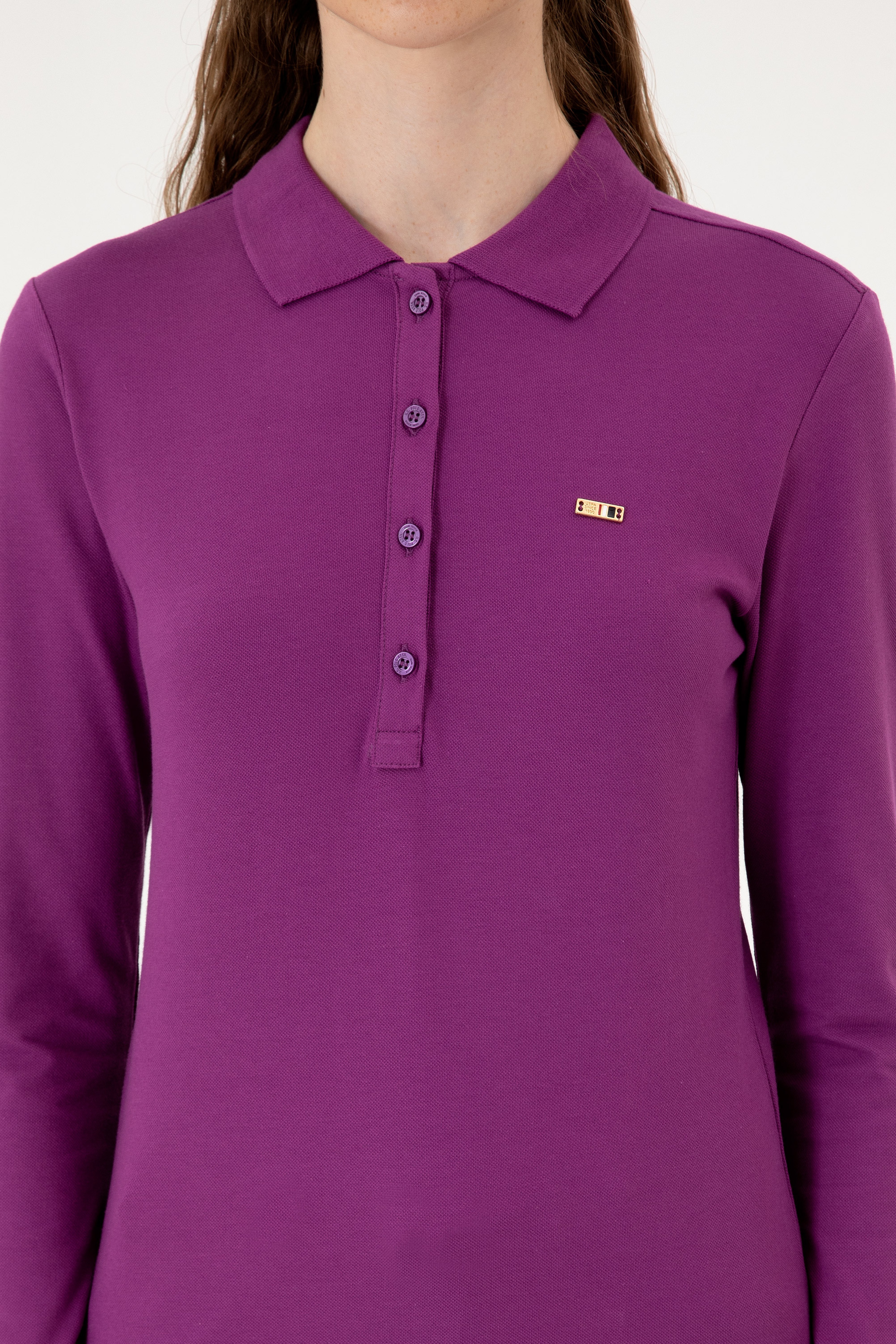 Kadın Menekşe Basic Polo Yaka Sweatshırt