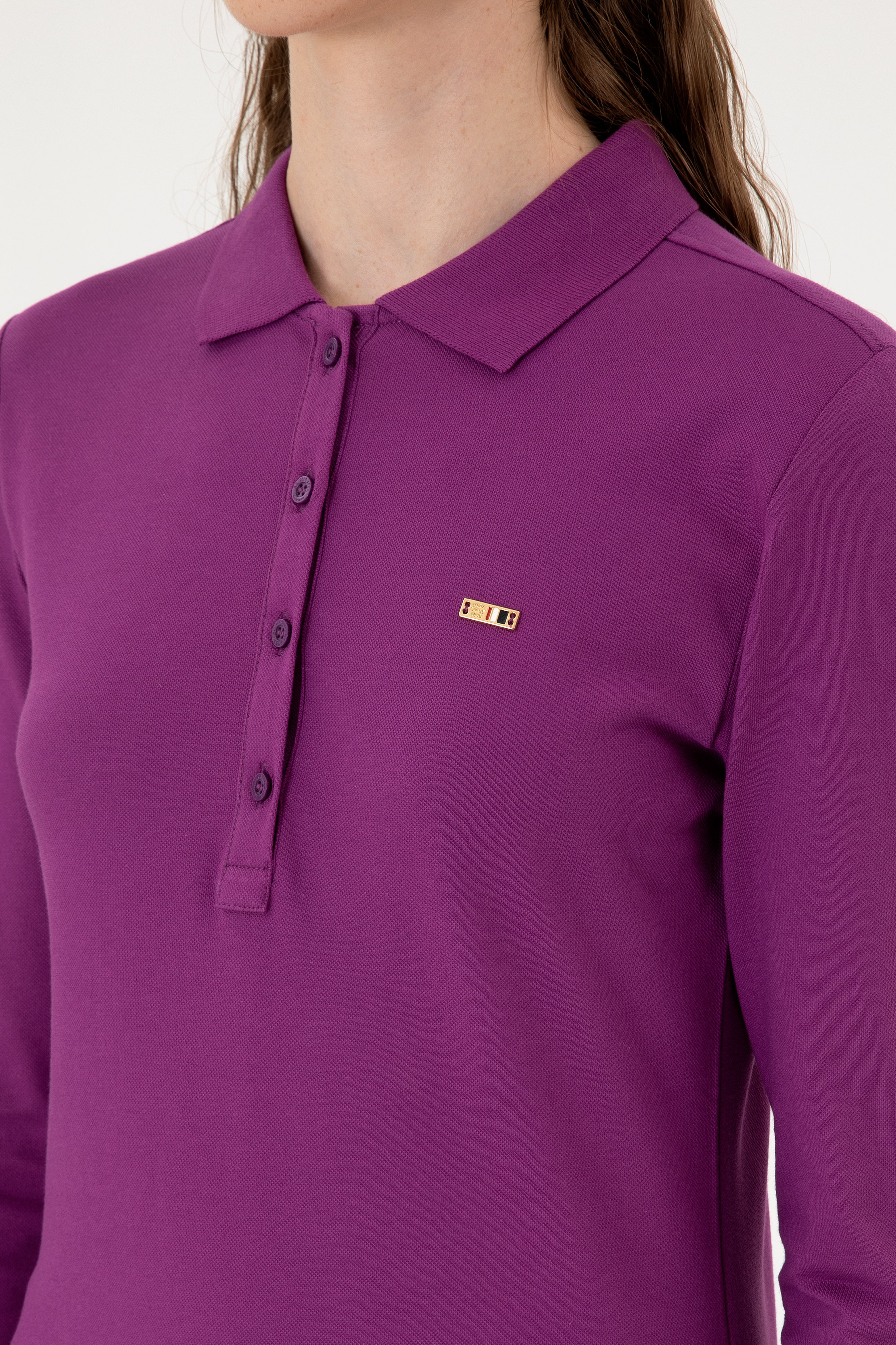 Kadın Menekşe Basic Polo Yaka Sweatshırt - Image 7