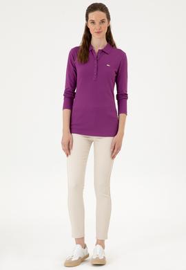 Kadın Menekşe Basic Polo Yaka Sweatshırt - 50313593096