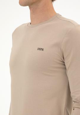 Erkek Slim Fit Bisiklet Yaka Koyu Bej Süprem Basic Sweatshirt - 50313744067