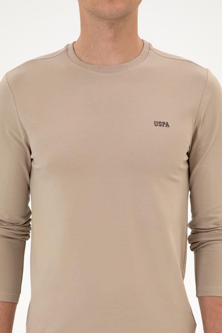 Erkek Slim Fit Bisiklet Yaka Koyu Bej Süprem Basic Sweatshirt - 50313744067