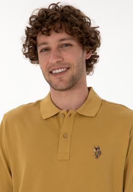 Erkek Regular Fit Polo Yaka Hardal Basic Sweatshirt - 50313772107