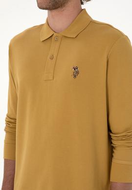 Erkek Regular Fit Polo Yaka Hardal Basic Sweatshirt - 50313772107