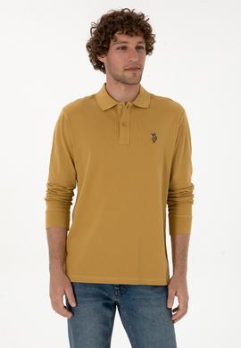 Erkek Regular Fit Polo Yaka Hardal Basic Sweatshirt - 50313772107