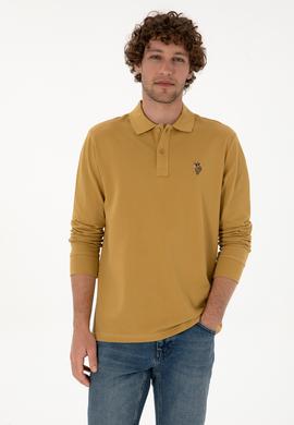 Erkek Regular Fit Polo Yaka Hardal Basic Sweatshirt - 50313772107