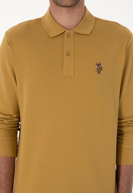 Erkek Regular Fit Polo Yaka Hardal Basic Sweatshirt - 50313772107