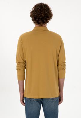 Erkek Regular Fit Polo Yaka Hardal Basic Sweatshirt - 50313772107