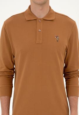 Erkek Regular Fit Polo Yaka Camel Basic Sweatshirt - 50313772167