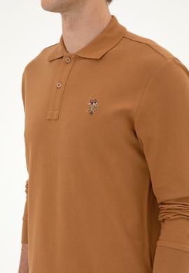 Erkek Regular Fit Polo Yaka Camel Basic Sweatshirt - 50313772167