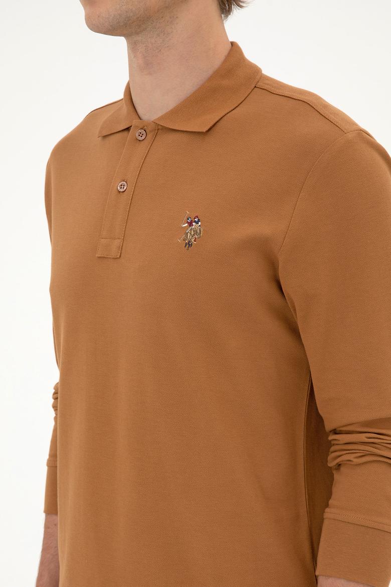 Erkek Regular Fit Polo Yaka Camel Basic Sweatshirt - 50313772167