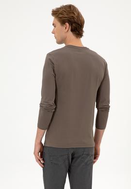 Erkek Slim Fit Bisiklet Yaka Vizon Süprem Basic Sweatshirt - 50313744077